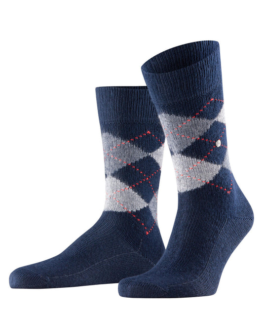 Burlington Preston Argyle Socks Marine Blue