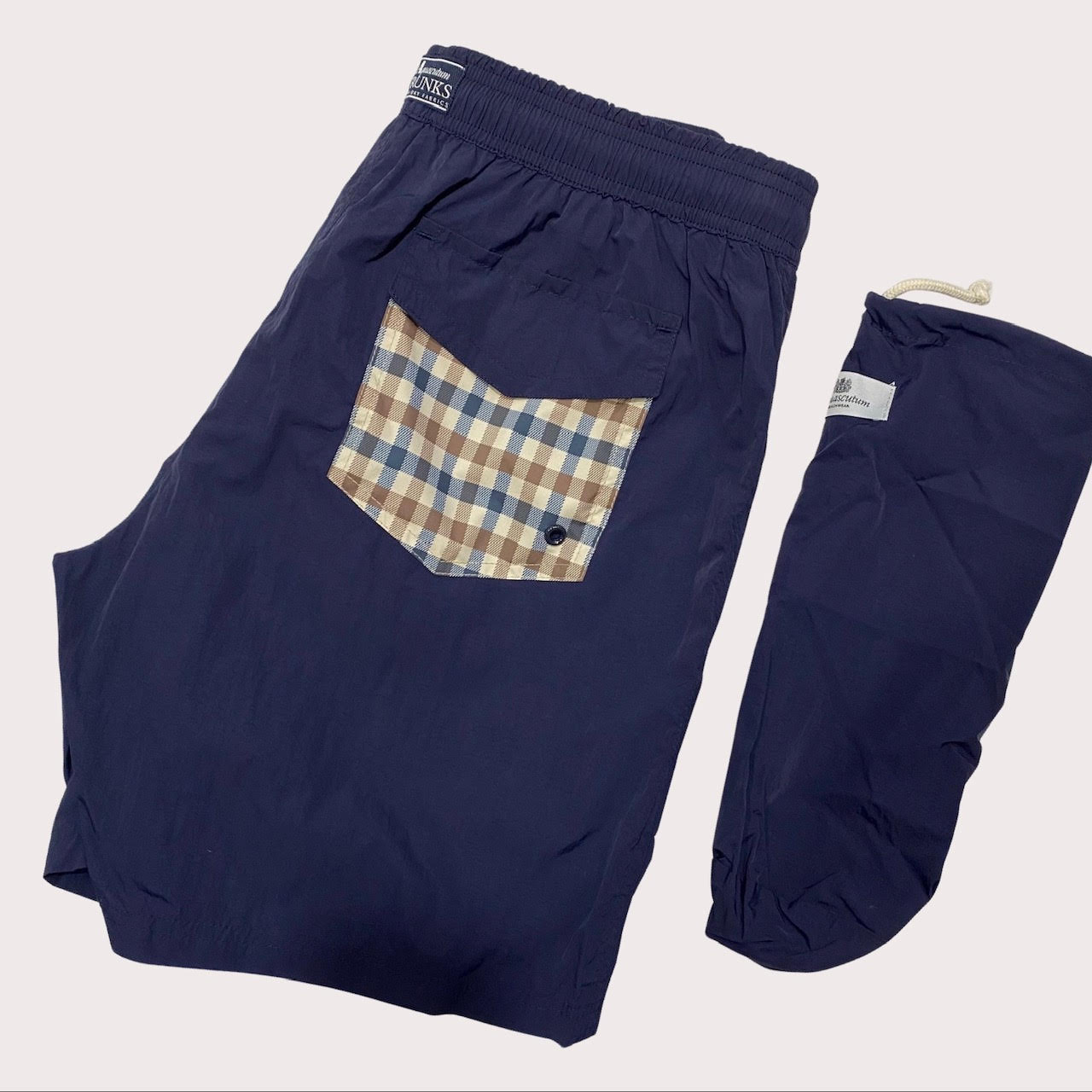 Aquascutum Beach Check Pocket Swim Shorts Navy