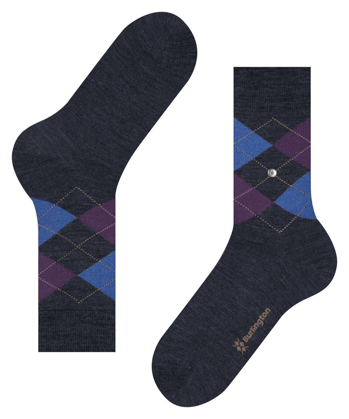 Burlington Melange Edinburgh Argyle Wool Mix Socks Royal