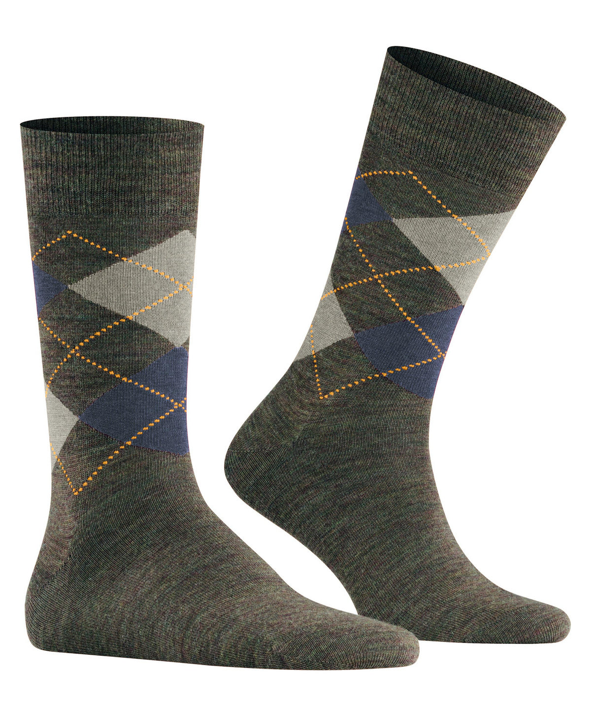 Burlington Edinburgh Wool Argyle Socks Manganese Blue/Green