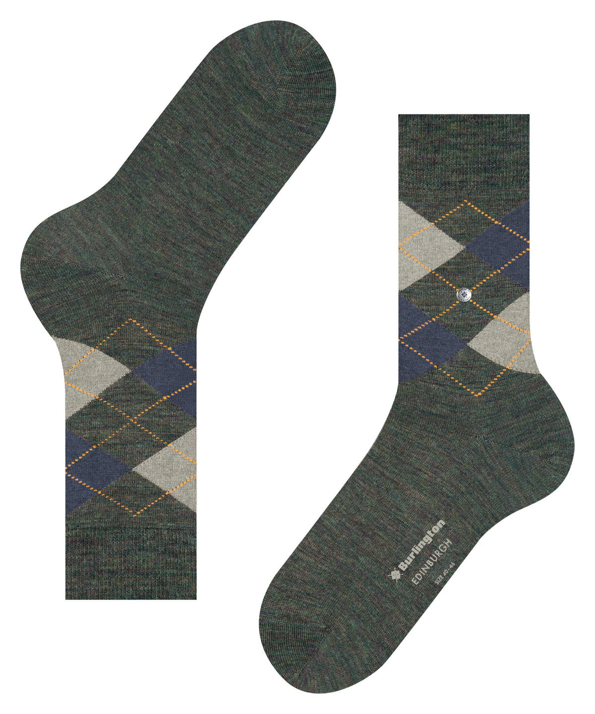 Burlington Edinburgh Wool Argyle Socks Manganese Blue/Green