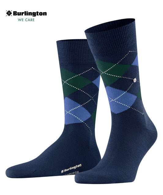 Burlington Edinburgh Wool Argyle Socks Navy