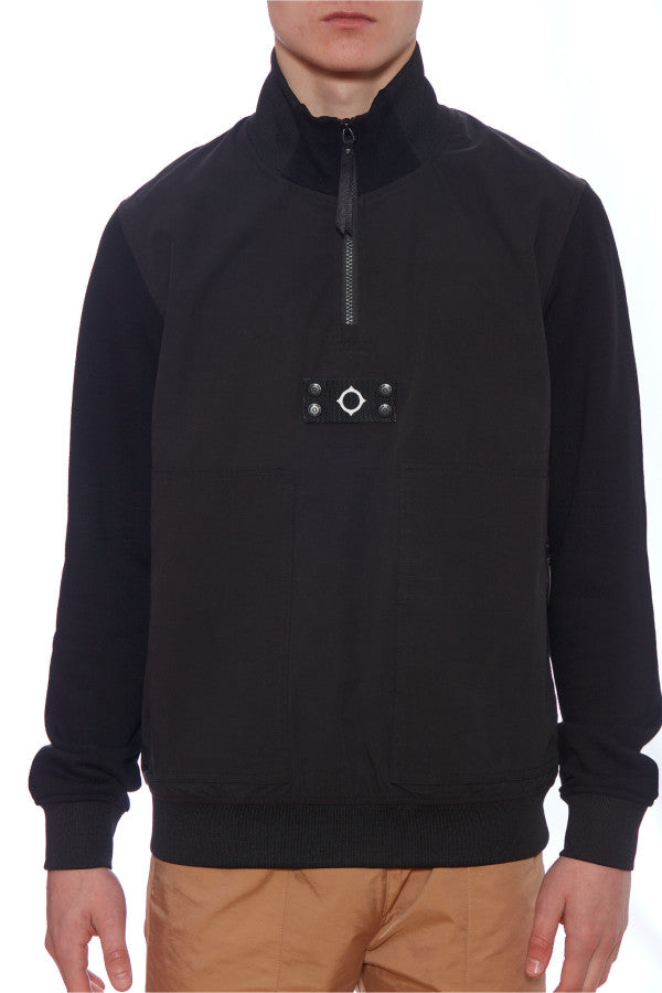 Ma.Strum Funnel Mixed Media Sweat Jet Black