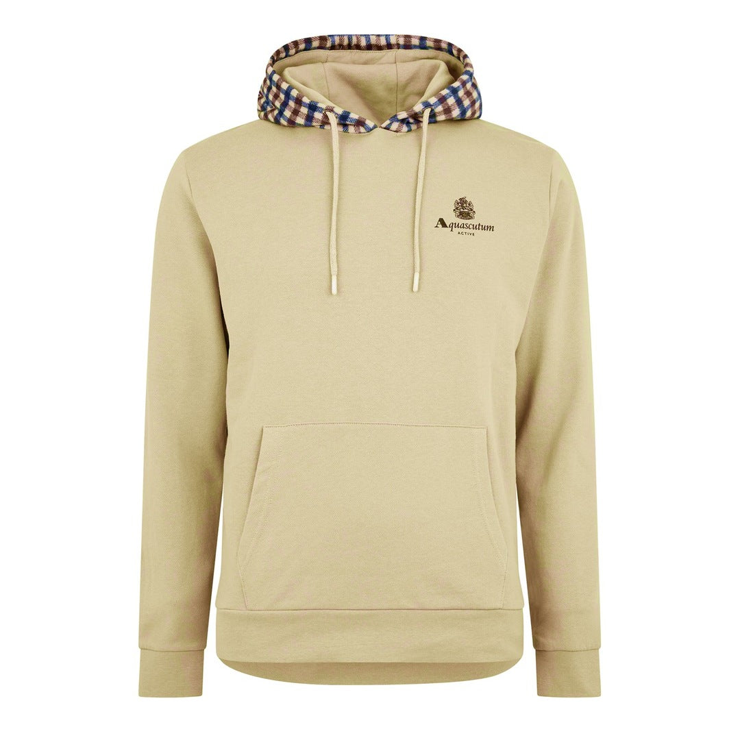 Aquascutum Active Club Check Merino Overhead Hoodie Beige