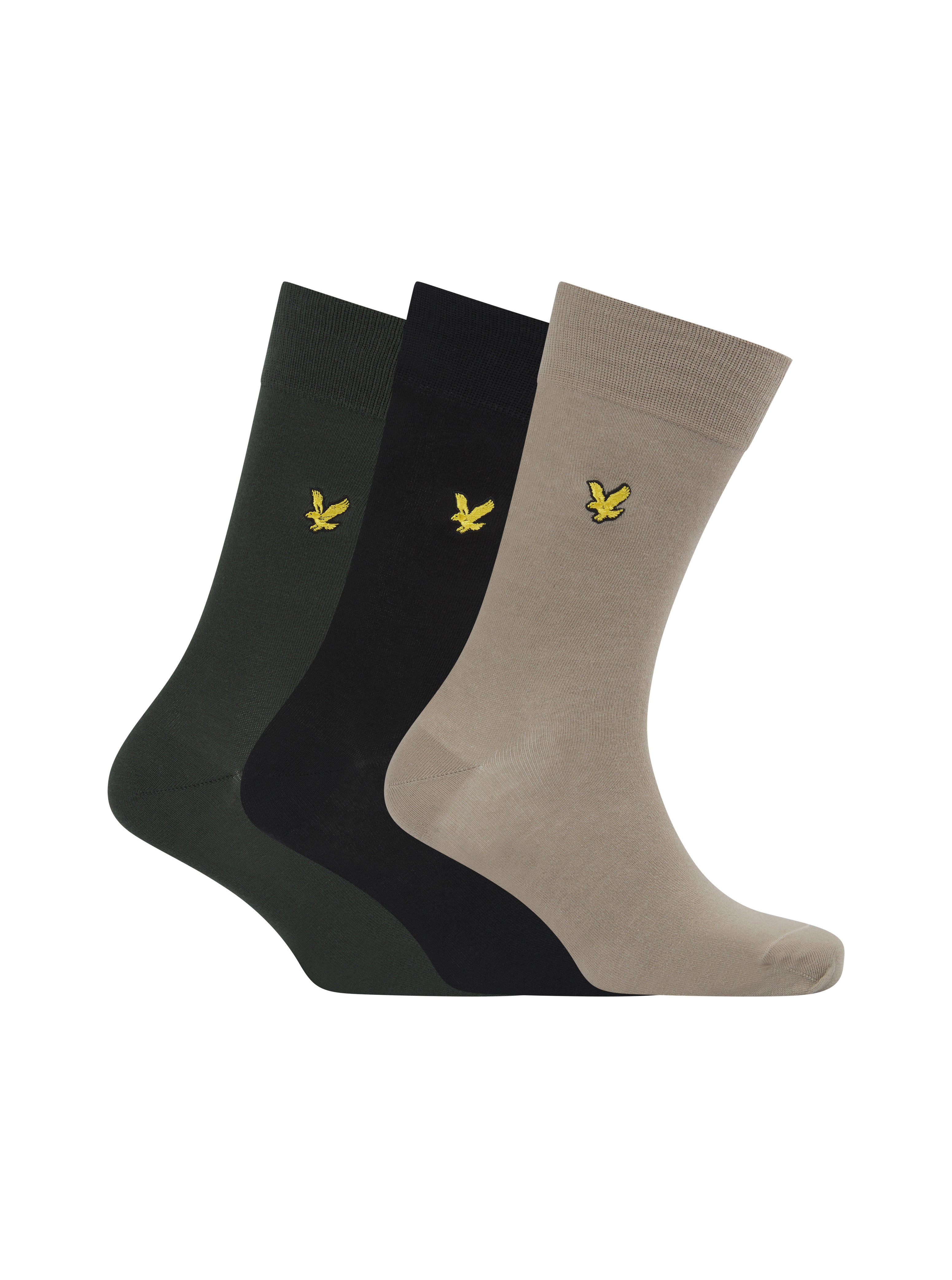 Lyle & Scott Angus 3 Pack Plain Socks Sage/Ivy/Blk