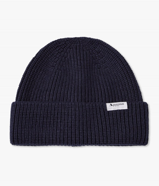 Aquascutum Active Ribbed Logo Beanie Navy