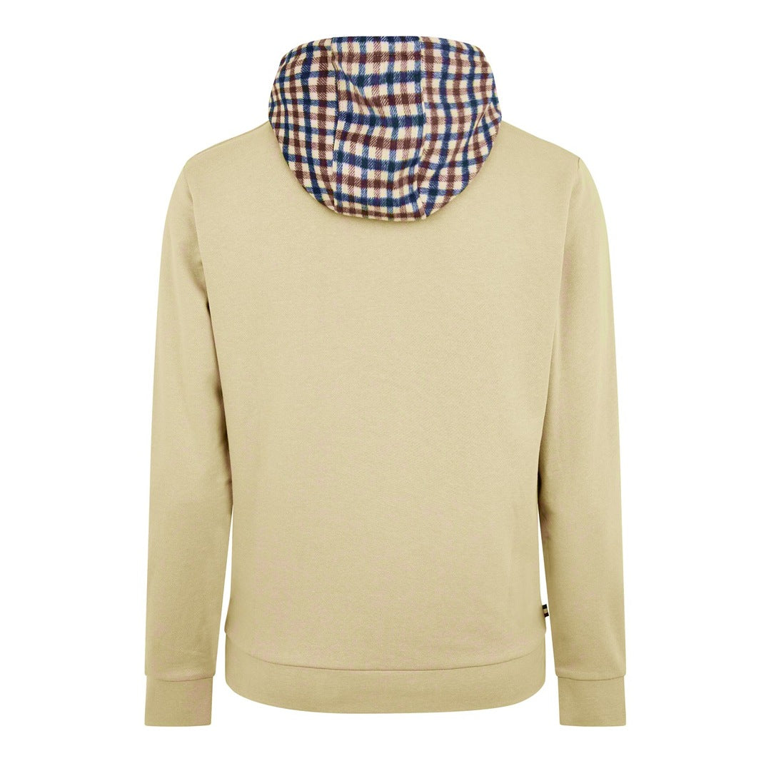 Aquascutum Active Club Check Merino Overhead Hoodie Beige