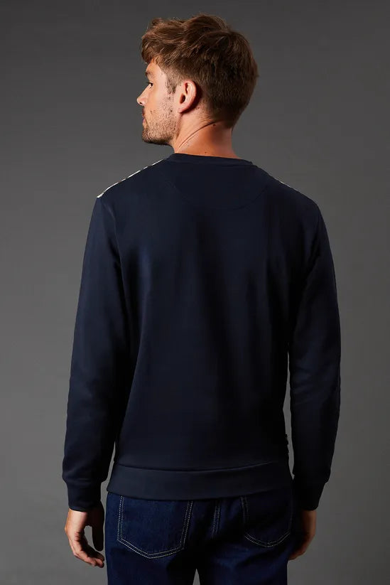 Aquascutum Active Club Check Crewneck Sweat Navy