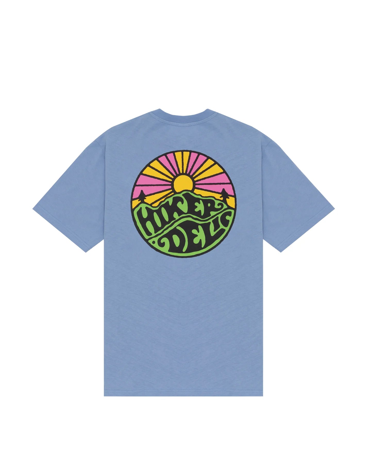 Hikerdelic Backprint Original Logo T-Shirt in Fjord Blue