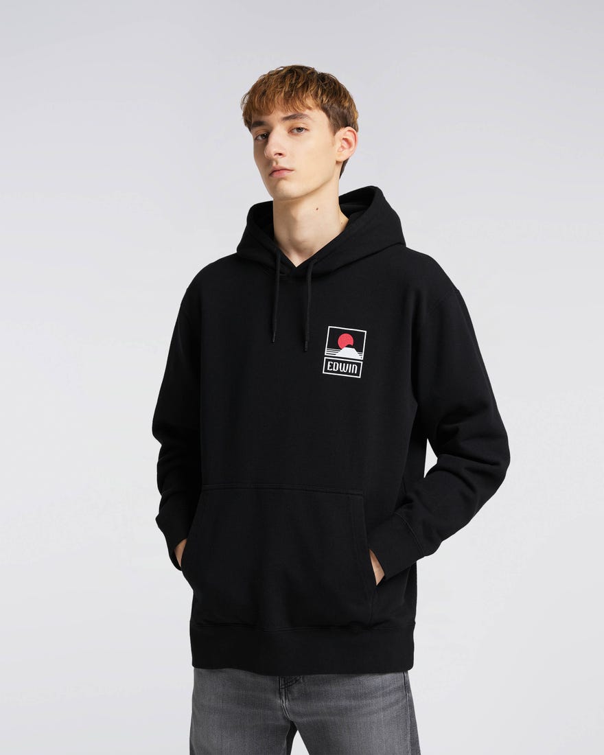 Edwin Sunset on MT Fuji Hoodie Sweat Black Inocencia