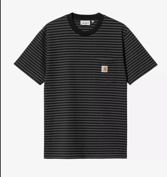 Carhartt WIP S/S Verner Stripe Pocket T-shirt Black Grey Heather