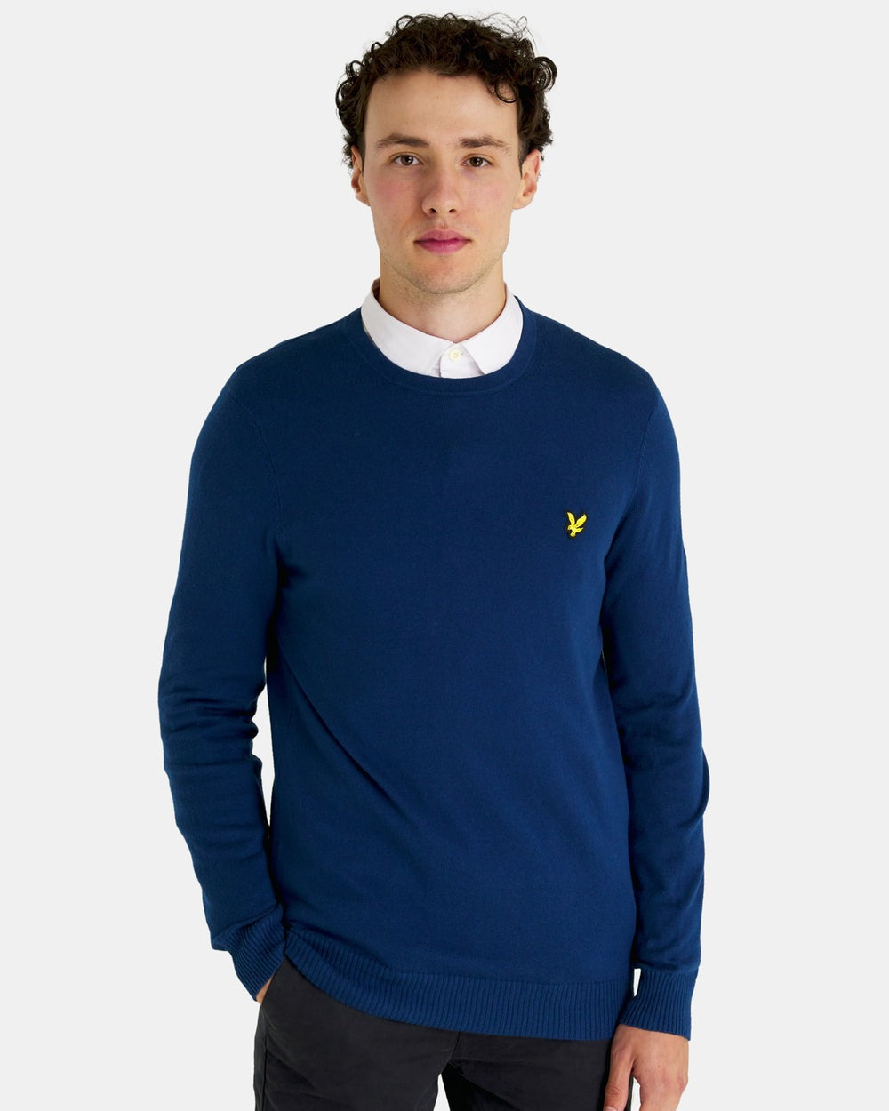 Lyle & Scott Cotton Merino Crew Jumper in Apres Navy