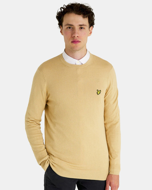 Lyle & Scott Cotton Merino Crew Jumper in Cairngorms Khaki