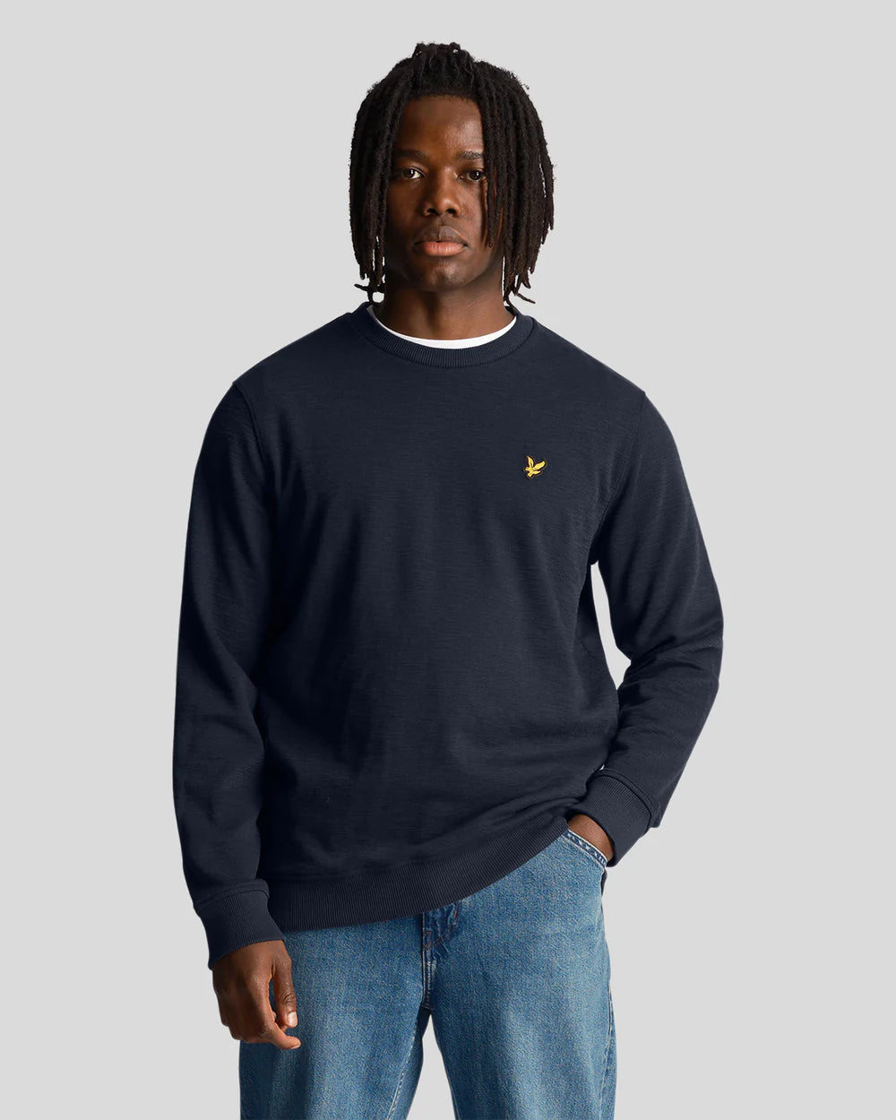 Lyle & Scott Chunky Slub Crew Neck Sweat Dark Navy