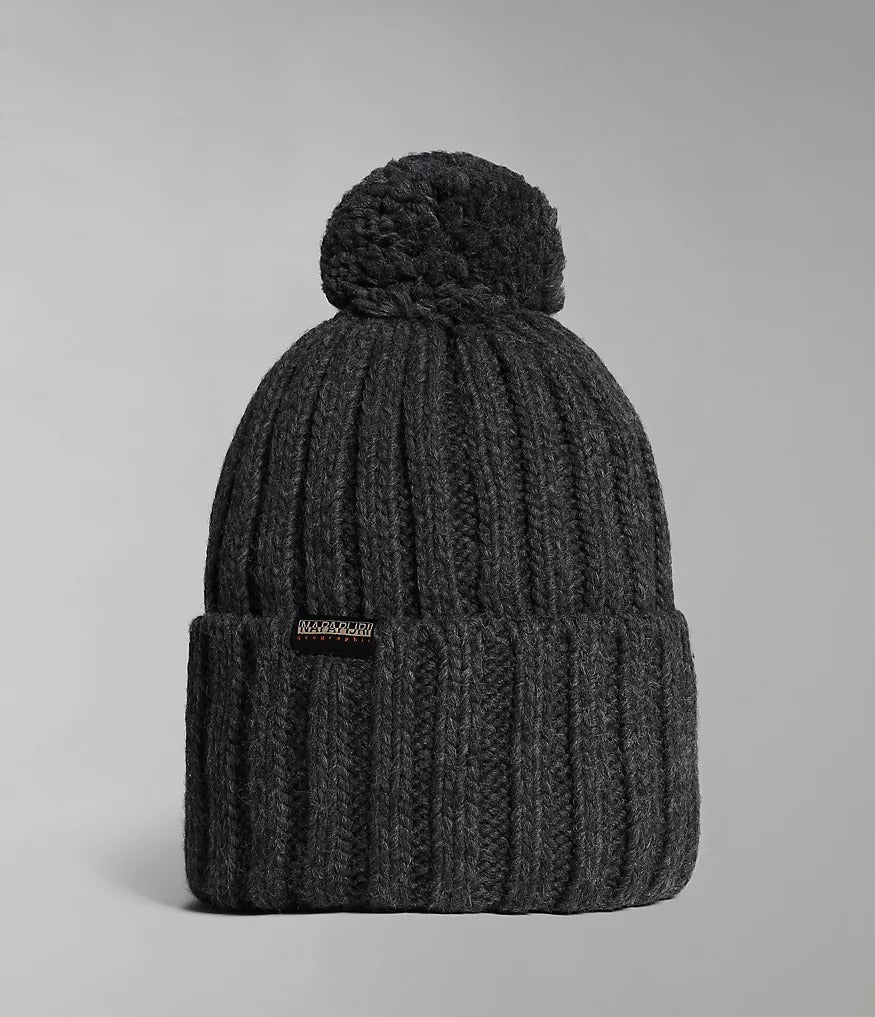 Napapijri Fea 2 Bobble Hat in Dark Grey Melange