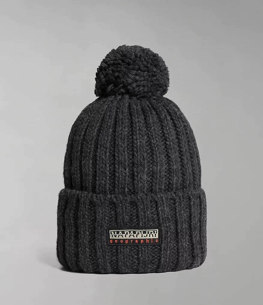 Napapijri Fea 2 Bobble Hat in Dark Grey Melange