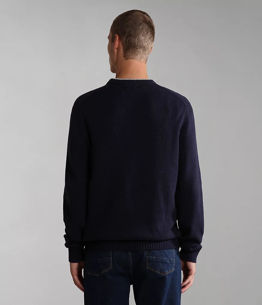 Napapijri Dain Crew Neck Knitwear in Blu Marine