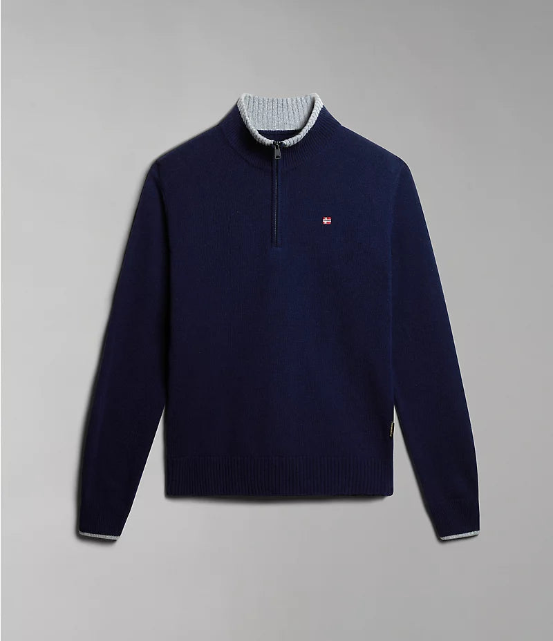 Napapijri Dain Half Zip Knitwear in Blu Marine