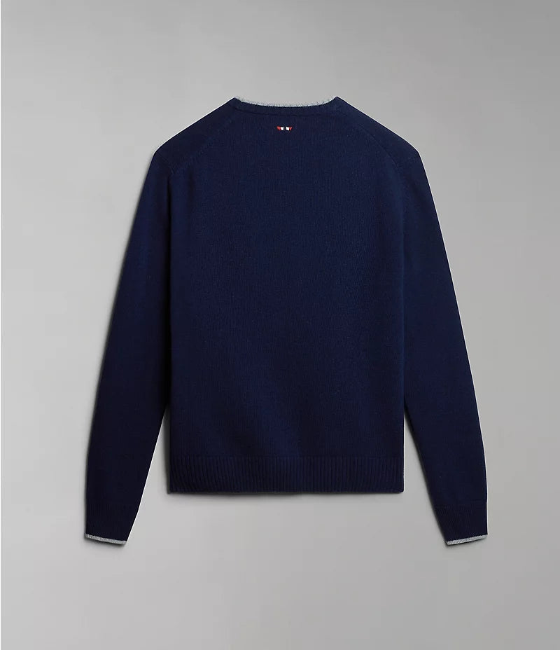 Napapijri Dain Crew Neck Knitwear in Blu Marine