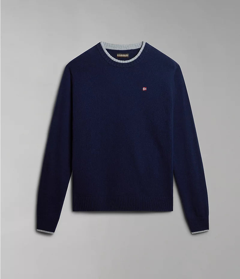 Napapijri Dain Crew Neck Knitwear in Blu Marine