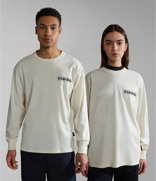 Napapijri Long Sleeve T-Shirt Telemark in White Whisper