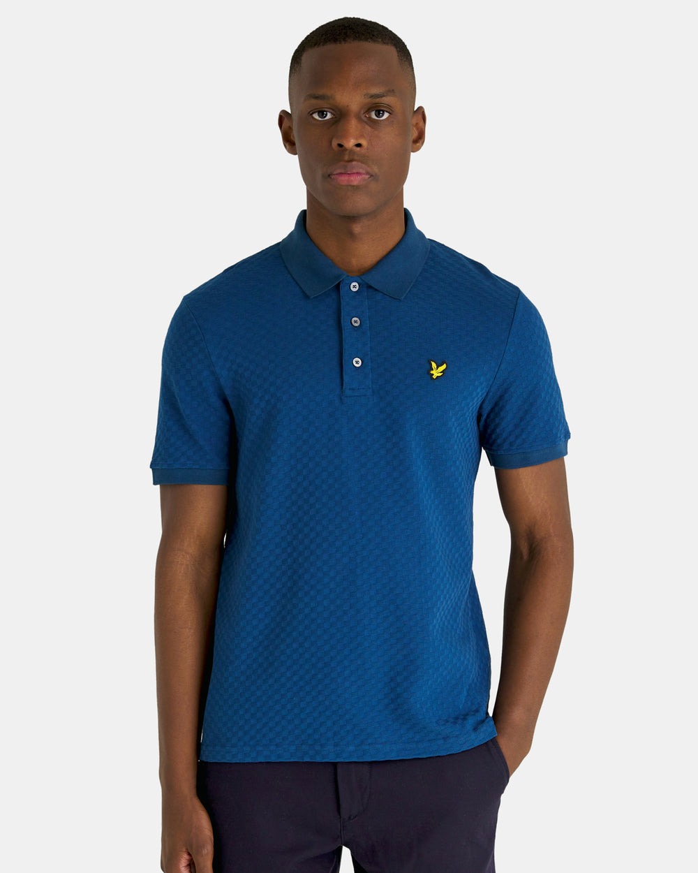 Lyle & Scott Grid Texture Polo Shirt Apres Navy