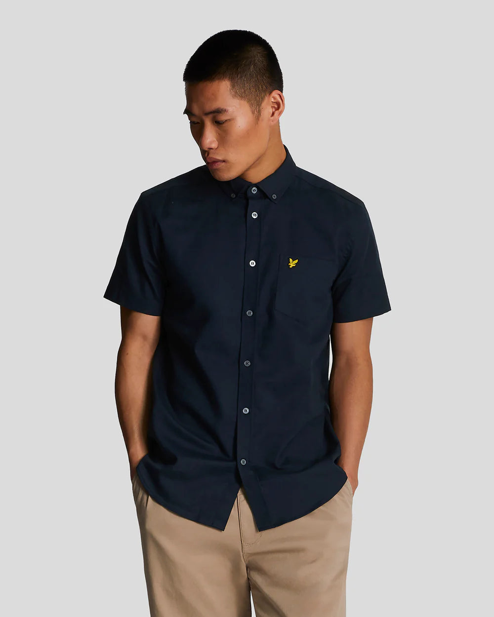 Lyle & Scott Slub Short Sleeve Shirt Dark Navy