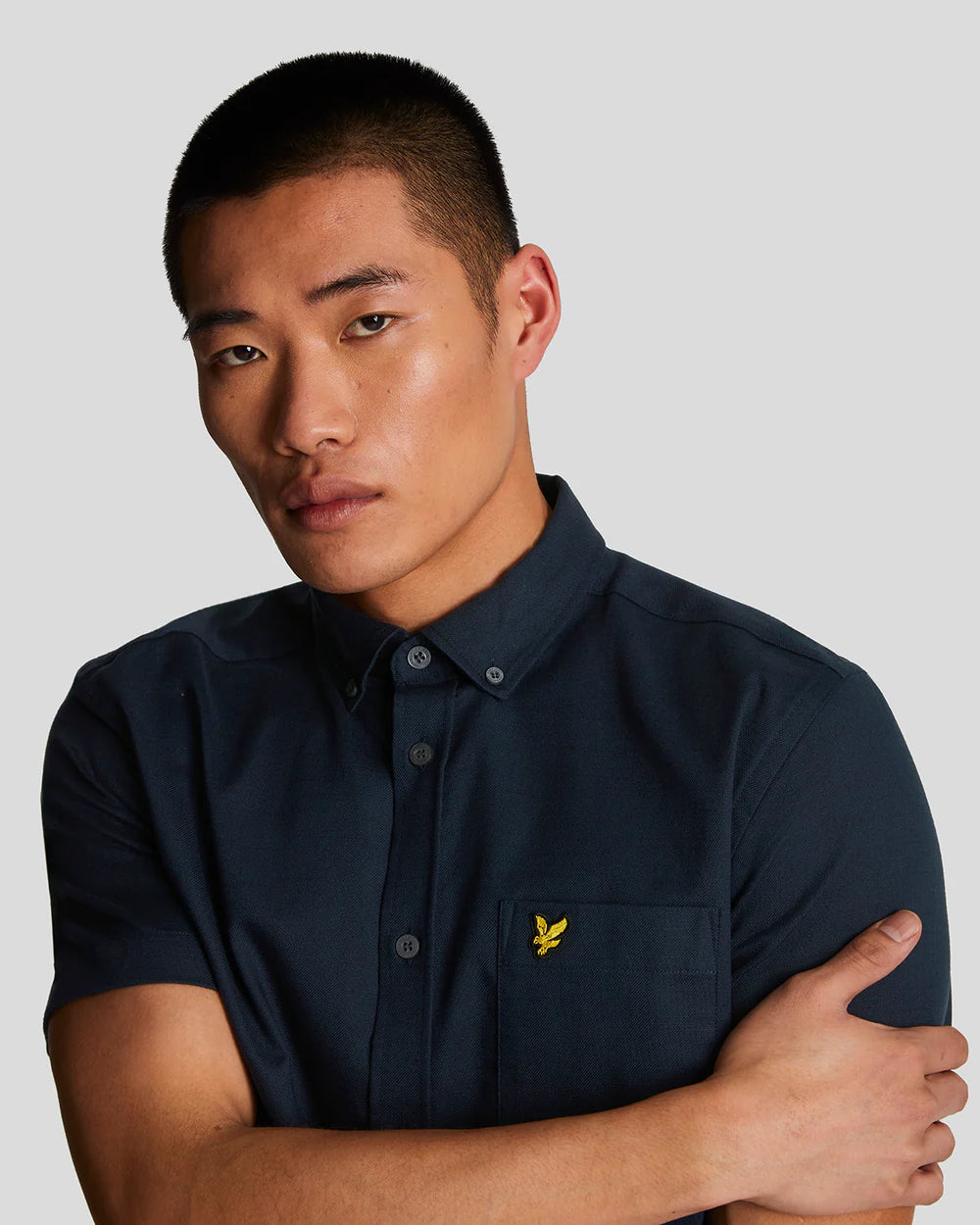 Lyle & Scott Slub Short Sleeve Shirt Dark Navy