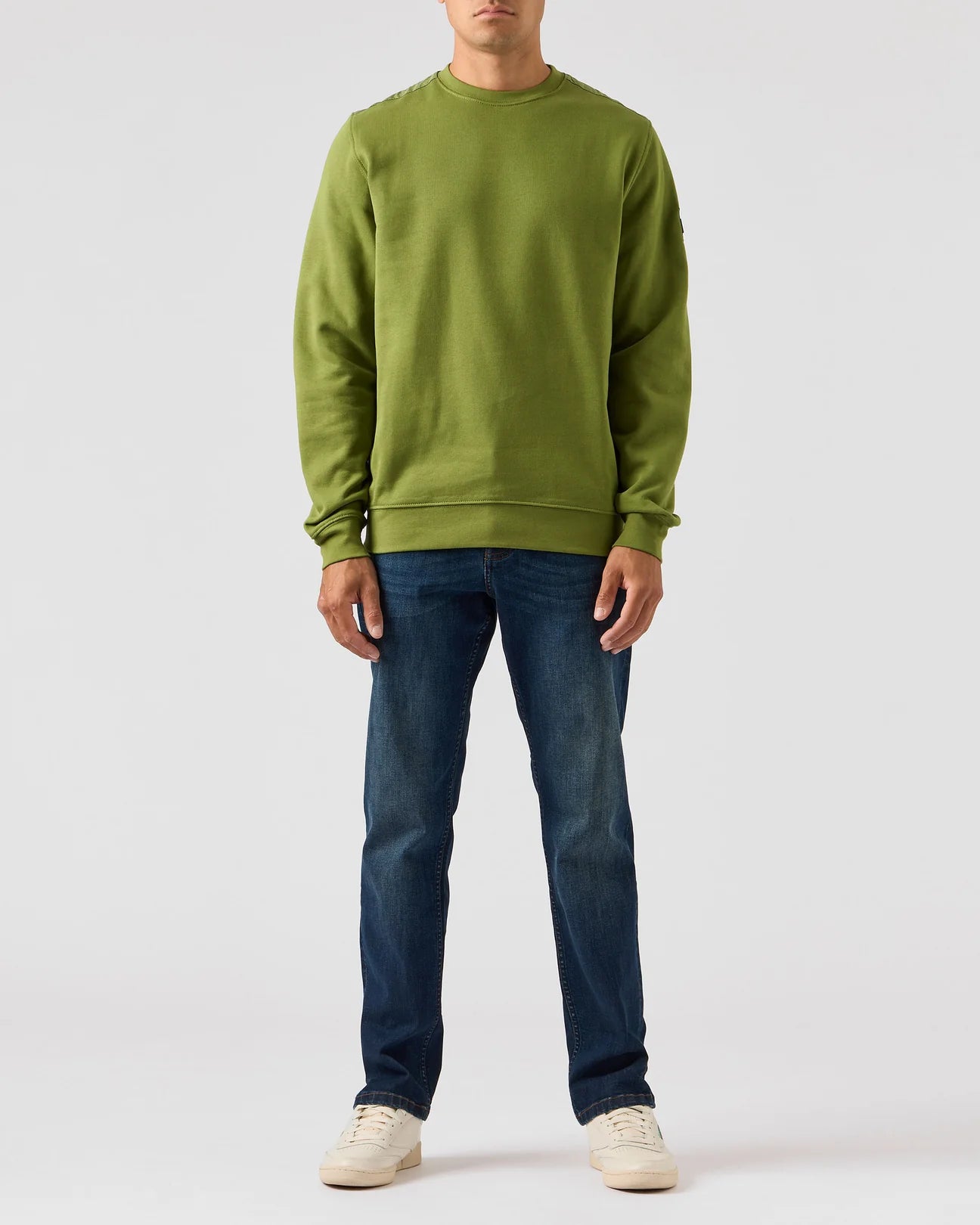 Weekend Offender F Bomb Overlay Crew Sweat Kiwi Green