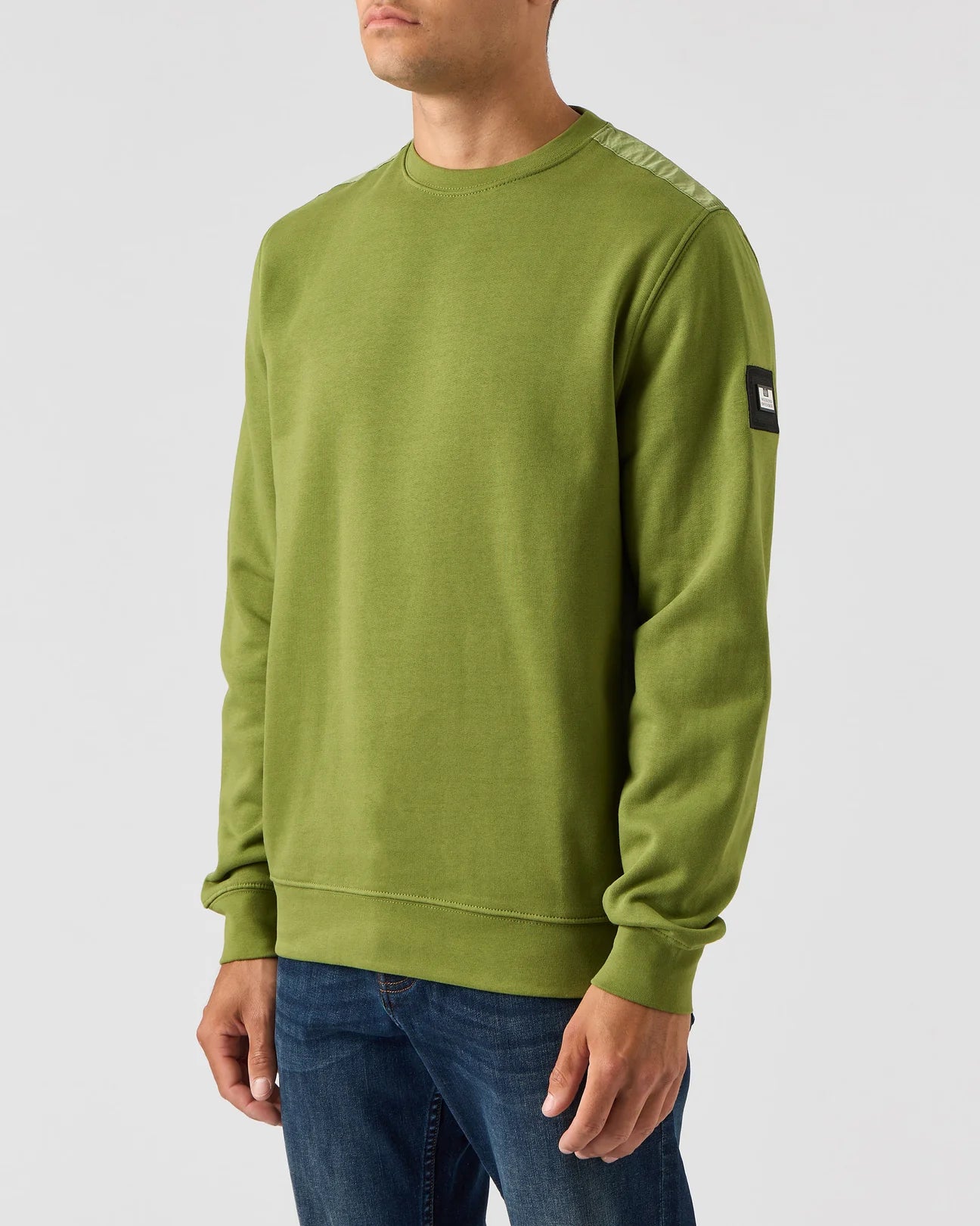 Weekend Offender F Bomb Overlay Crew Sweat Kiwi Green