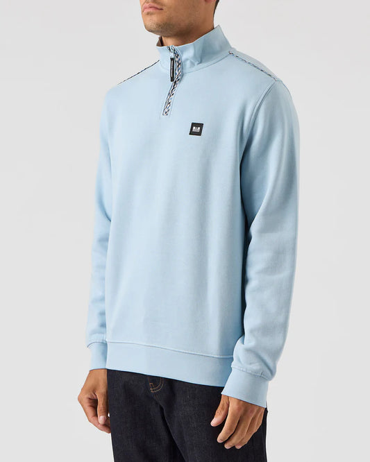 Weekend Offender Matisa Quarter Zip Sweat in Winter Sky House Check