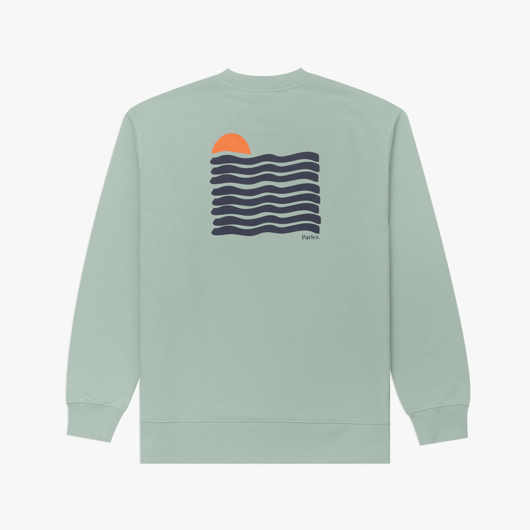 Parlez Wash Backprint Sweat Sea Mist