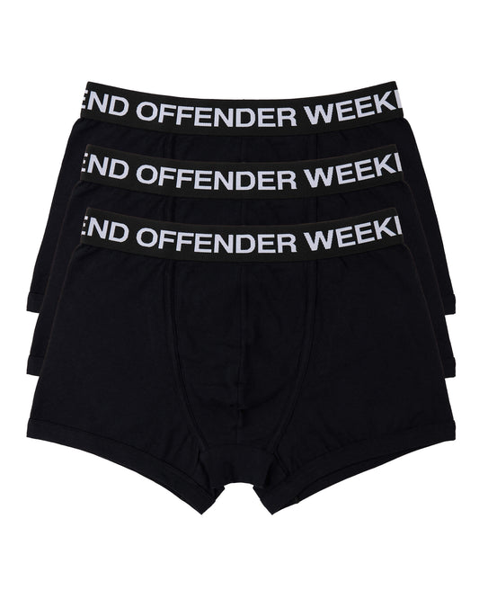 Weekend Offender 3 Pack Branded Boxer Shorts Black