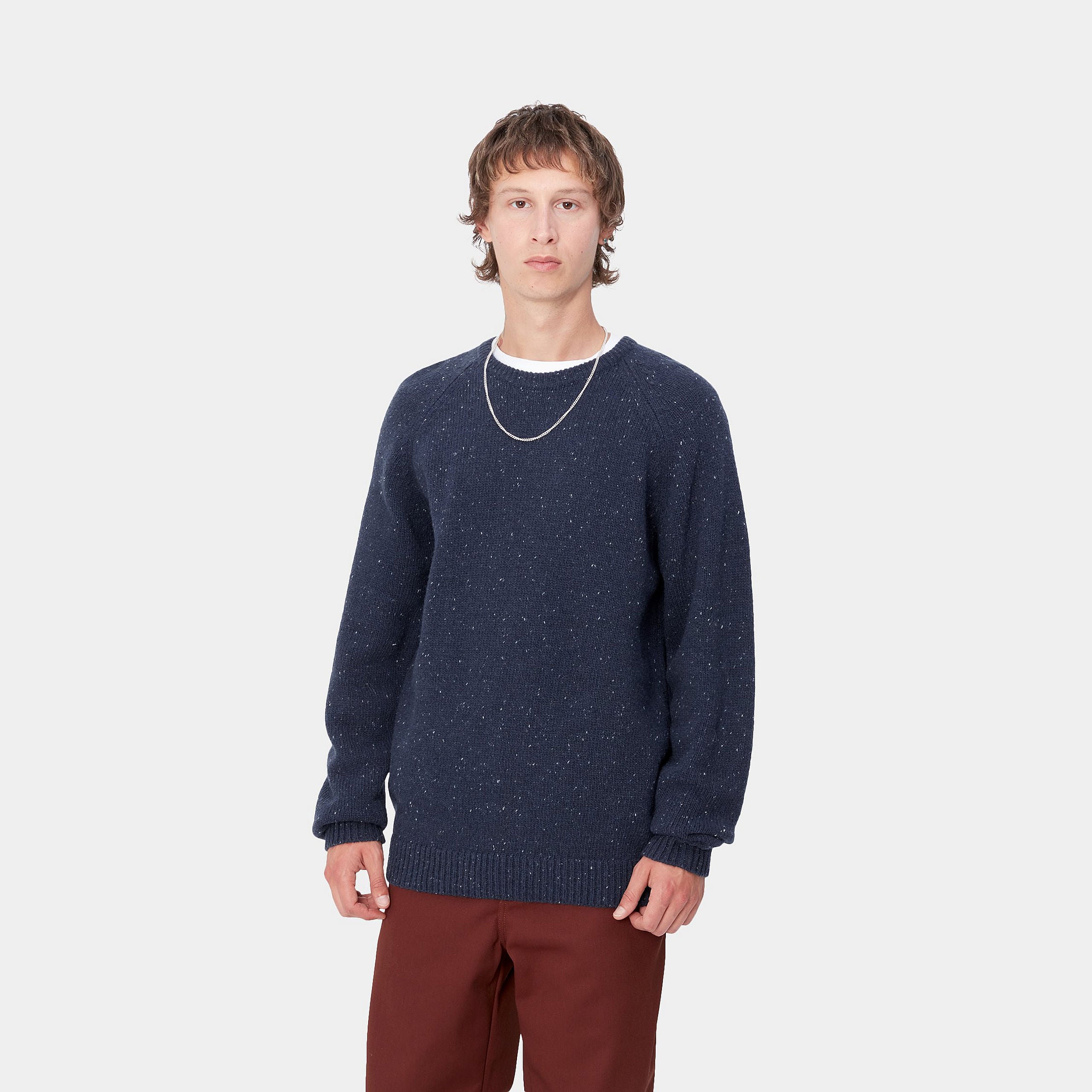 Carhartt WIP Anglistic Knitted Speckled Sweater Airforce Blue