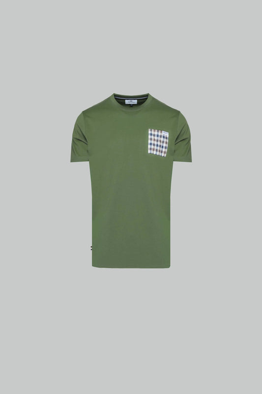 Aquascutum Active Club Check Pocket T-Shirt Army Green