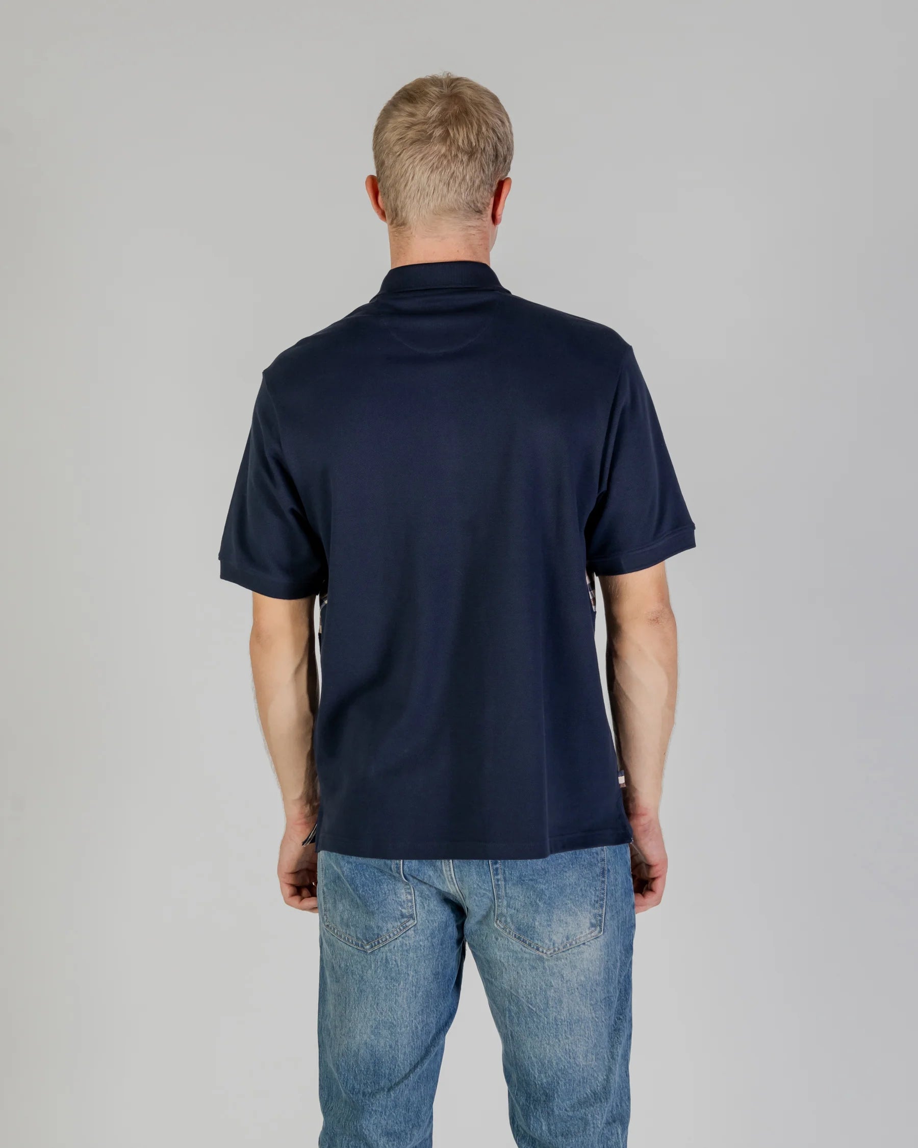 Aquascutum Active Club Check Insert Polo Navy