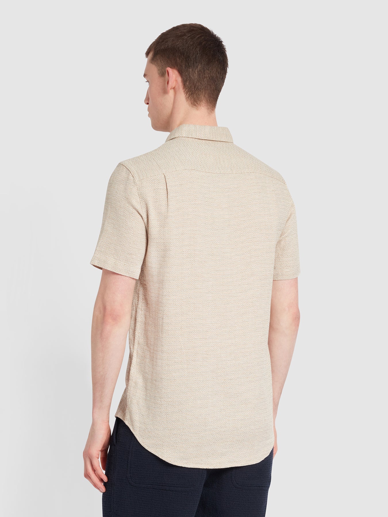 Farah Denzie Jacquard Short Sleeve Shirt Ecru