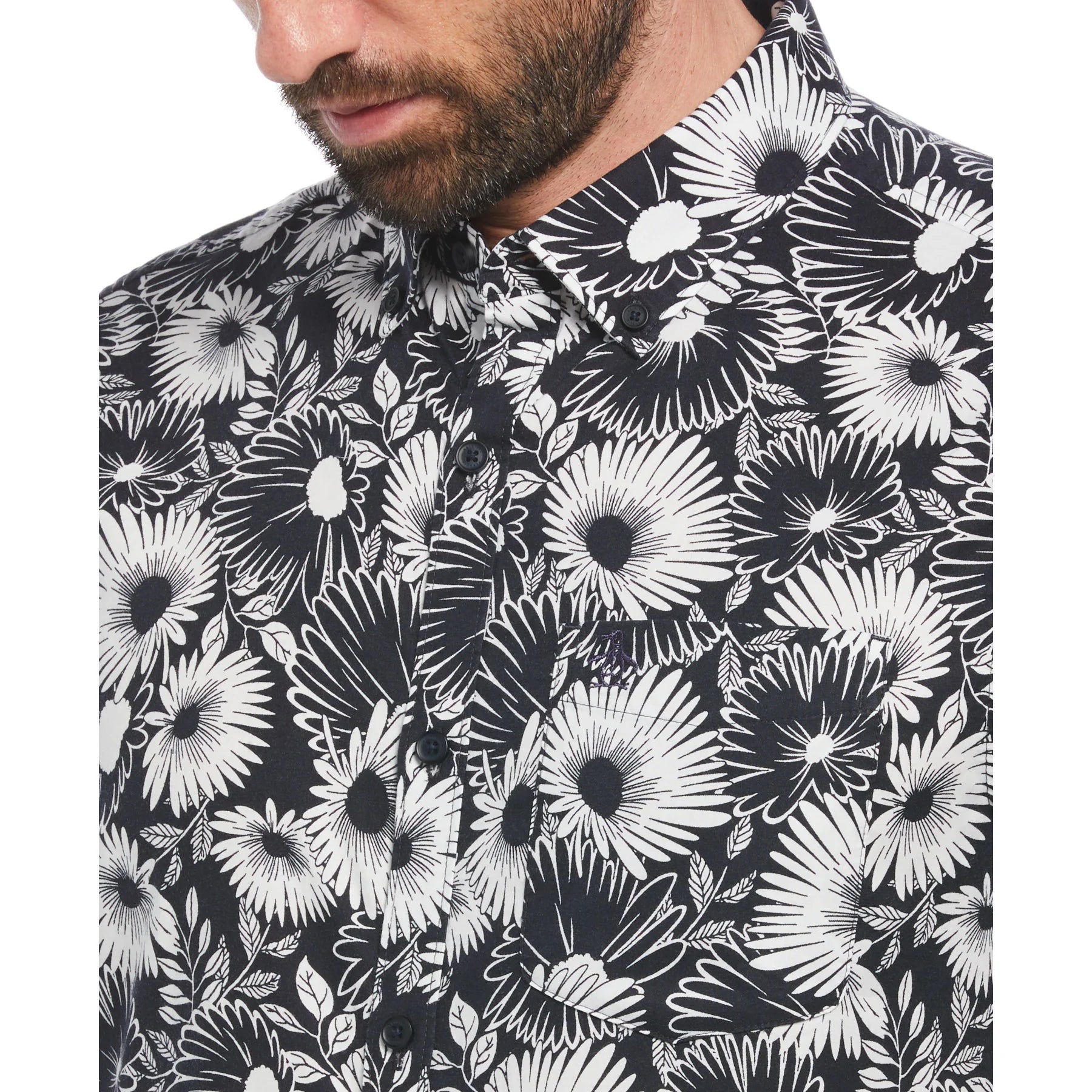 Original Penguin SS EcoVero Floral Print Shirt Dark Sapphire