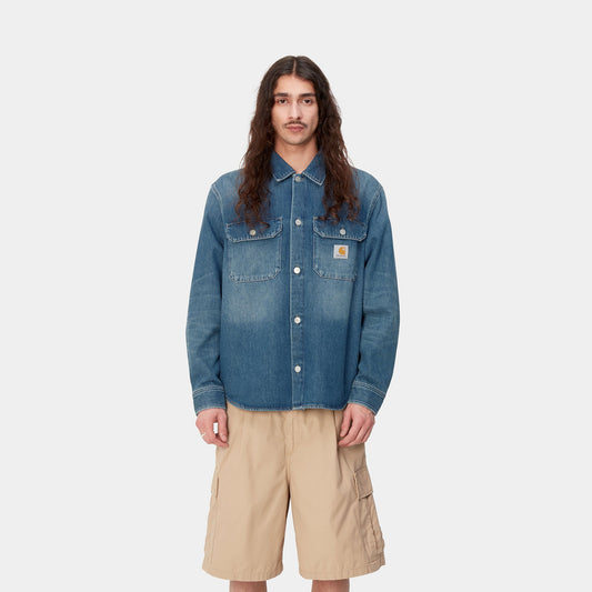 Carhartt WIP Harvey Denim Shirt Jac Blue Dark Used Wash