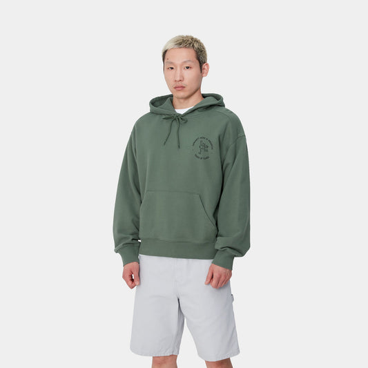 Carhartt WIP Hooded Stamp Sweat Duck Green/Black Stone Washed