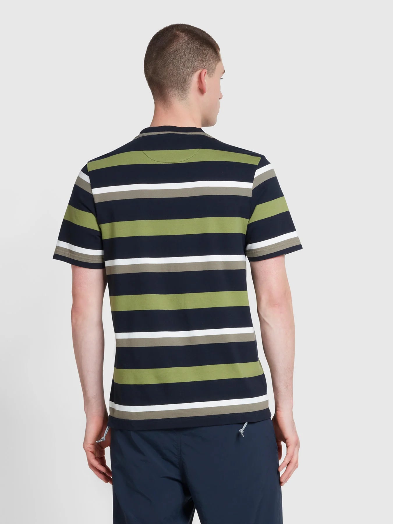 Farah Caspar Block Stripe Organic Cotton T-Shirt True Navy