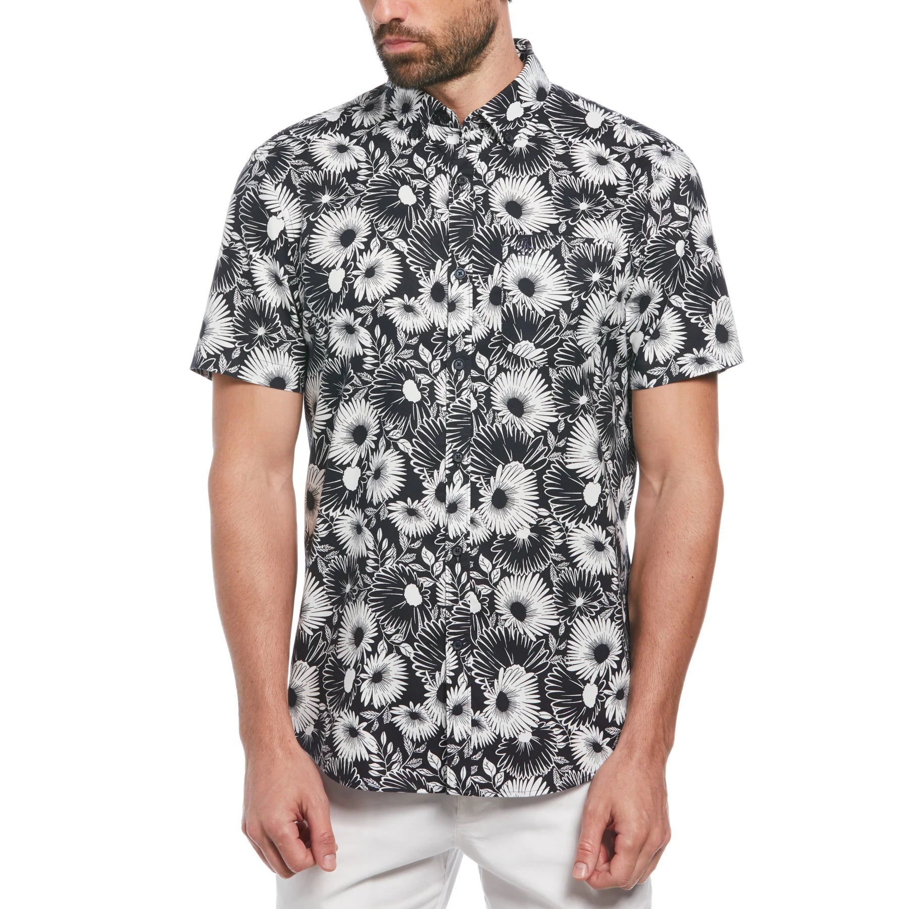 Original Penguin SS EcoVero Floral Print Shirt Dark Sapphire