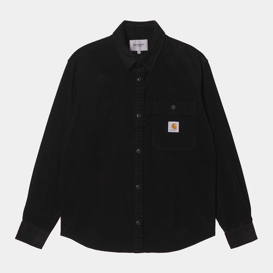 Carhartt WIP L/S Flint Fine Cord Shirt Black Rinsed