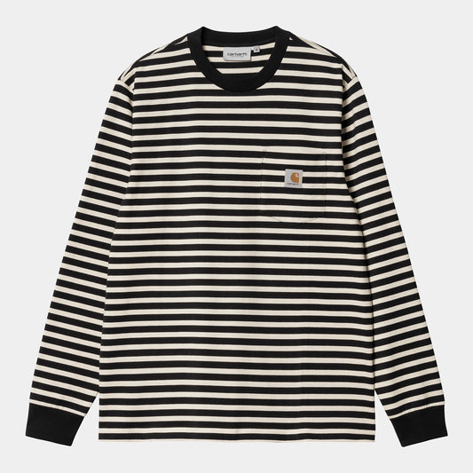 Carhartt WIP L/S Seidler Stripe Pocket T-shirt Salt/Black