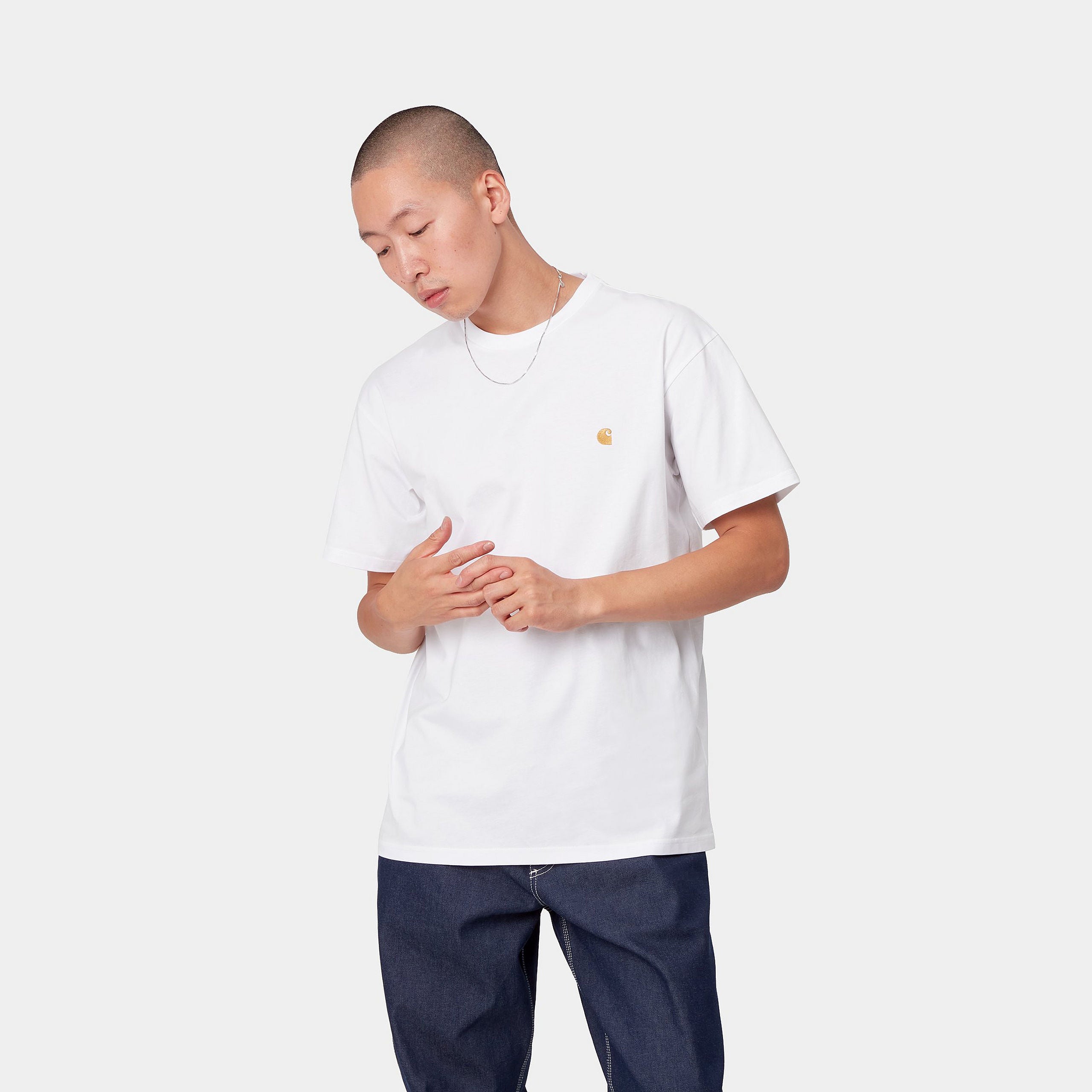 Carhartt WIP S/S Chase T-Shirt in White/Gold