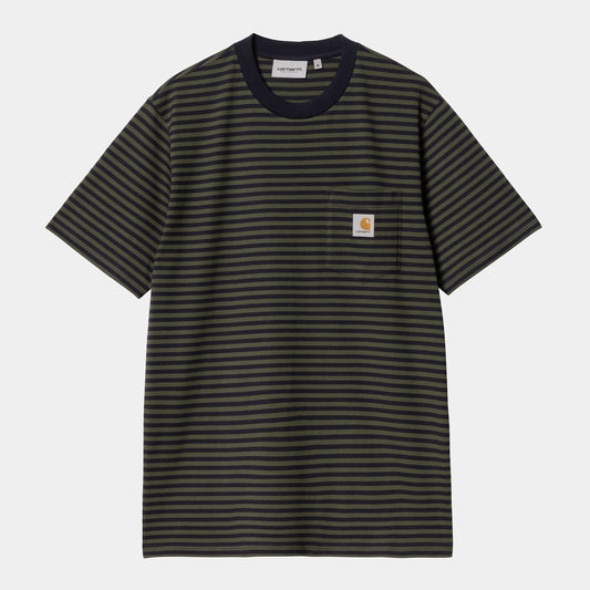 Carhartt WIP S/S Verner Stripe Pocket T-shirt Dark Navy/Officer Green