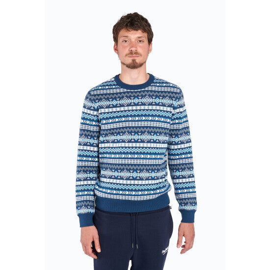 Penfield Geo Jacquard Knit Jumper Blue Wing Teal