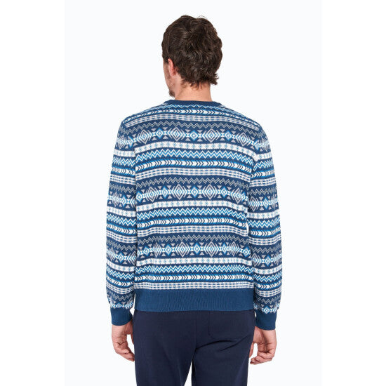 Penfield Geo Jacquard Knit Jumper Blue Wing Teal