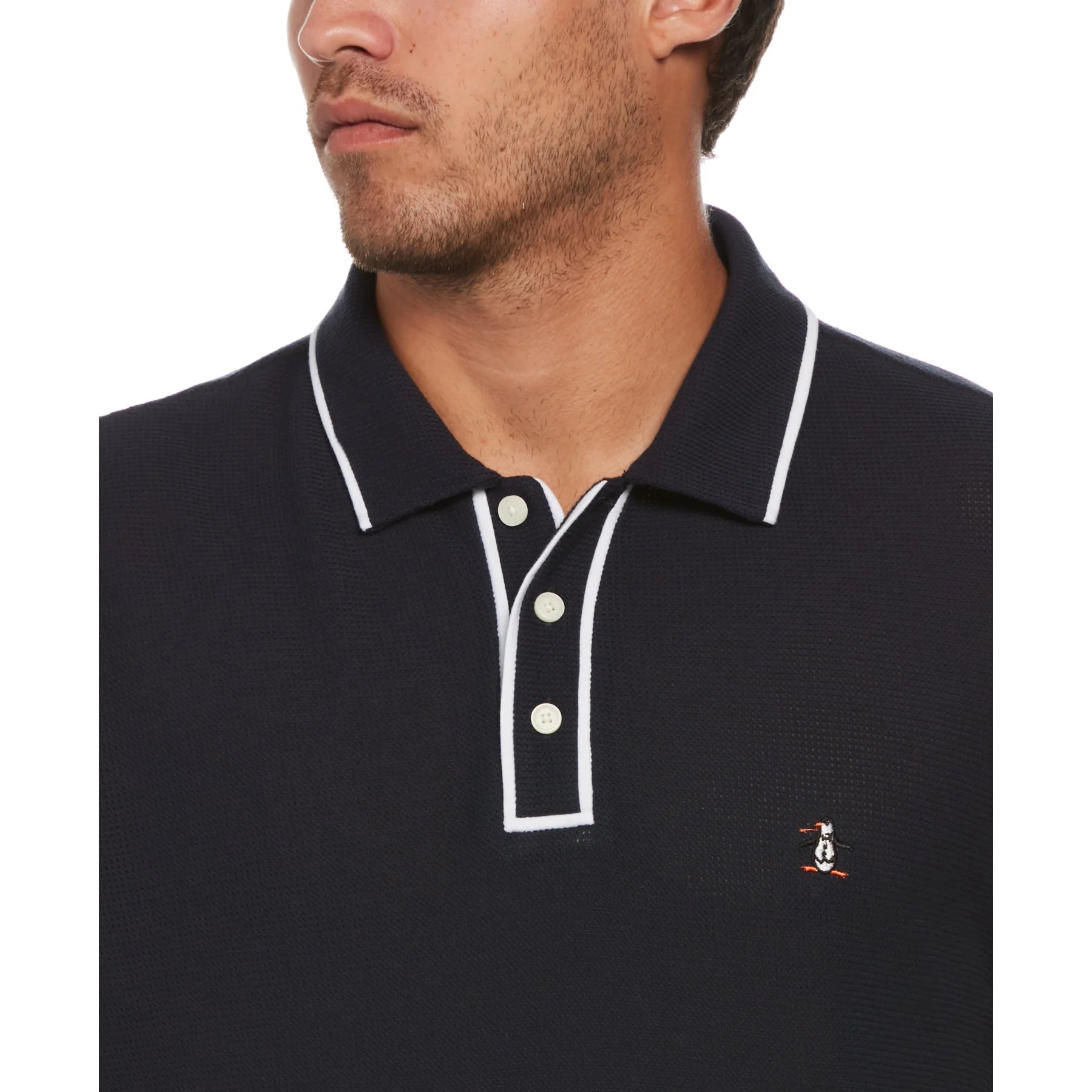 Original Penguin Organic Cotton Bentley Mesh Polo Dark Sapphire