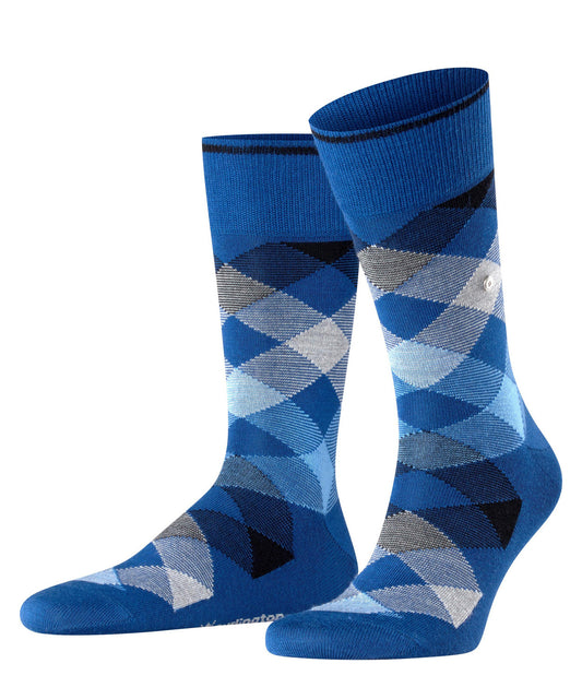 Burlington Newcastle Tartan Socks in Royal Blue 6053